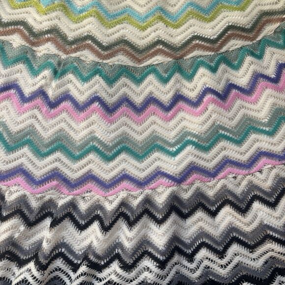 Vintage Lapis Crochet Chevron Knit Skirt Mini A-Line Y2K Boho Festival Stretch - Picture 3 of 11